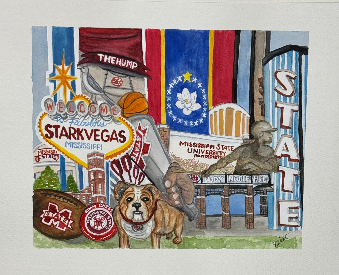 “Mississippi State - Our State” signed watercolor print by Mickie West