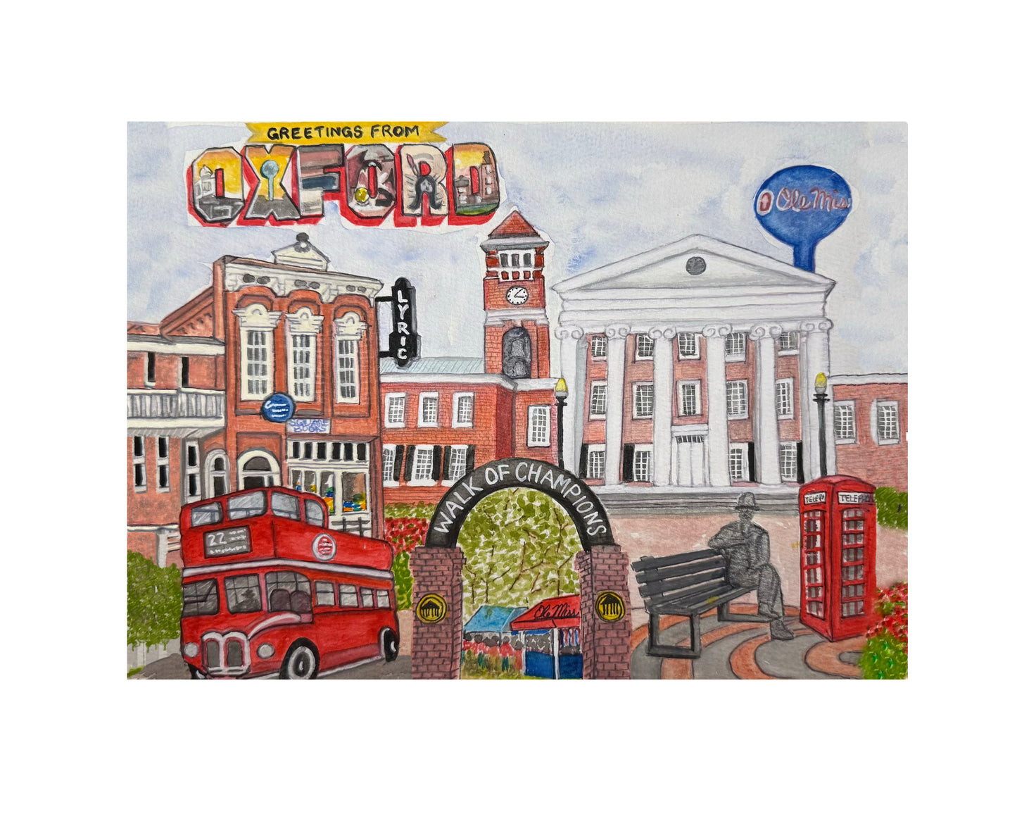 “Under the Oxford Sky” Signed Watercolor Print by Mickie West
